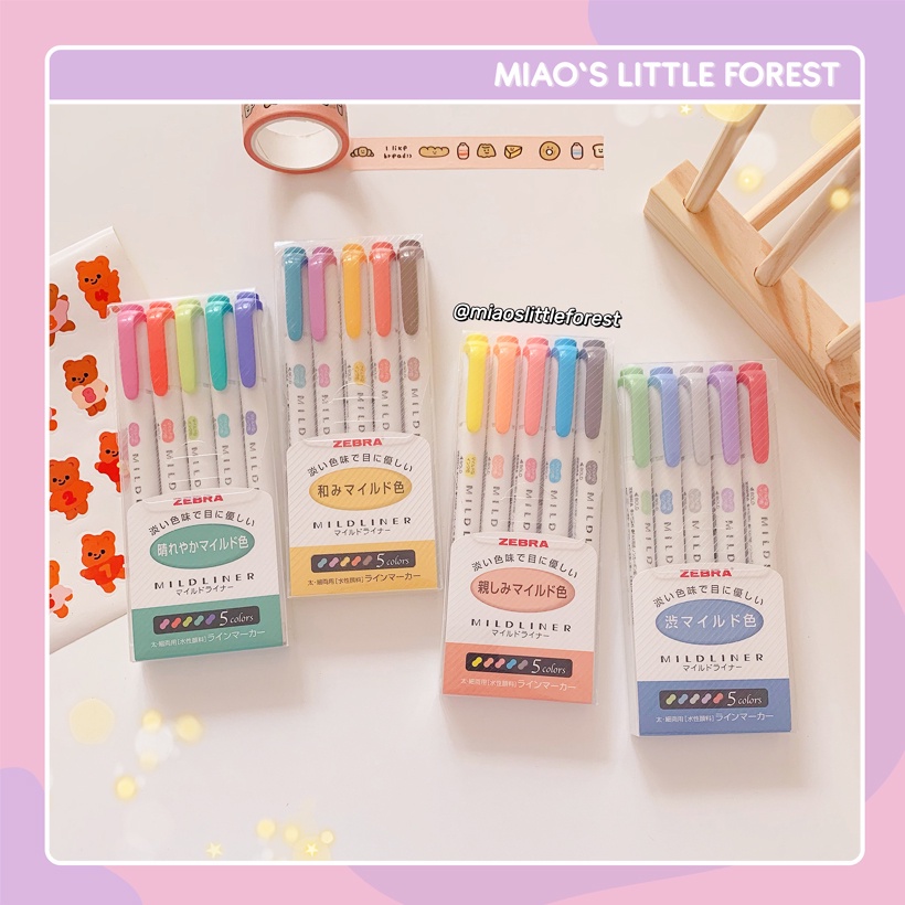 Bút highlight MILDLINER set bút đánh dấu hai đầu ZEBRA MILDLINER chính hãng MPE206 miaoslittleforest