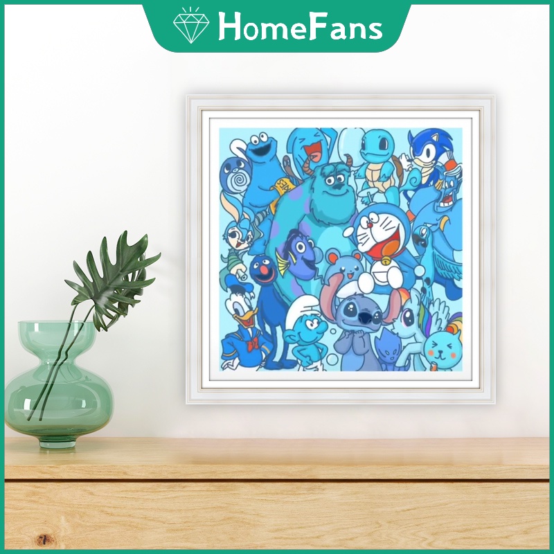 Tranh Đính Đá 5D Tự Làm Hình Doraemon Trang Trí Nhà Cửa 30x30cm/40x40cm/50x50cm