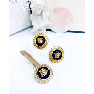 Set bông tai & kẹp tóc ver - sace viền vàng