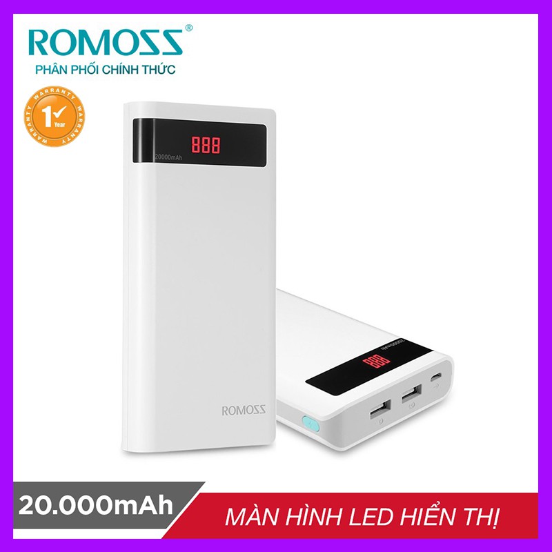 Pin sạc dự phòng Romoss Sense 6P 20.000mAh - BH 1 năm chính hãng | Pin dự phòng