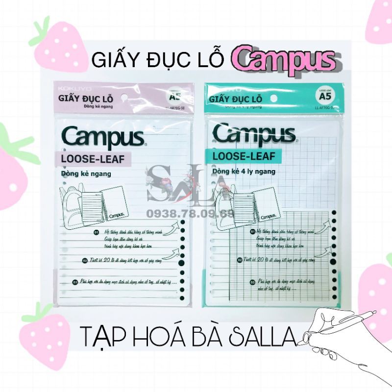 Túi giấy lỗ ( 50 tờ ) Campus Loose-Leaf A5