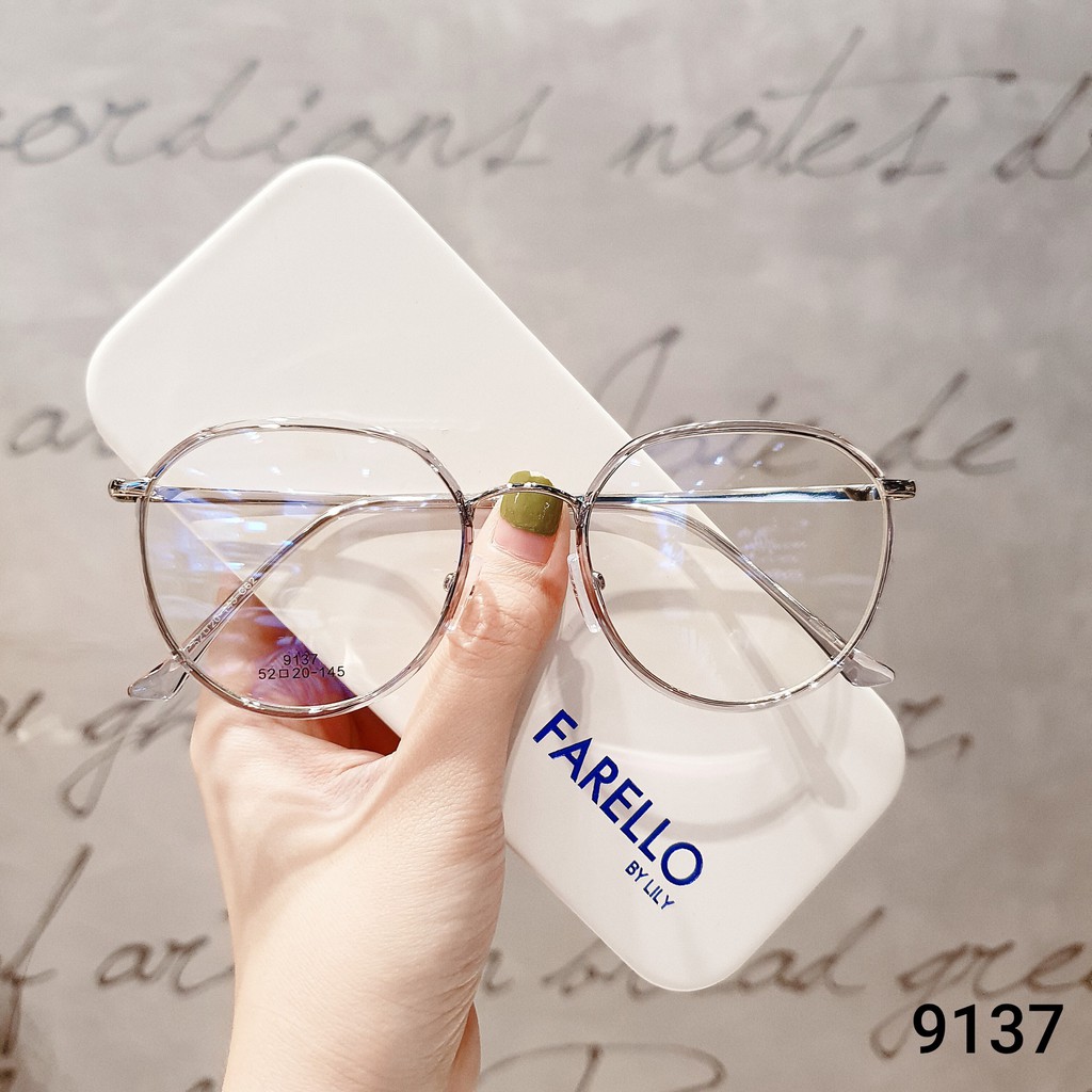 Kính thời trang nữ LILYEYEWEAR mắt tròn to không độ thanh mảnh nhiều màu 9137