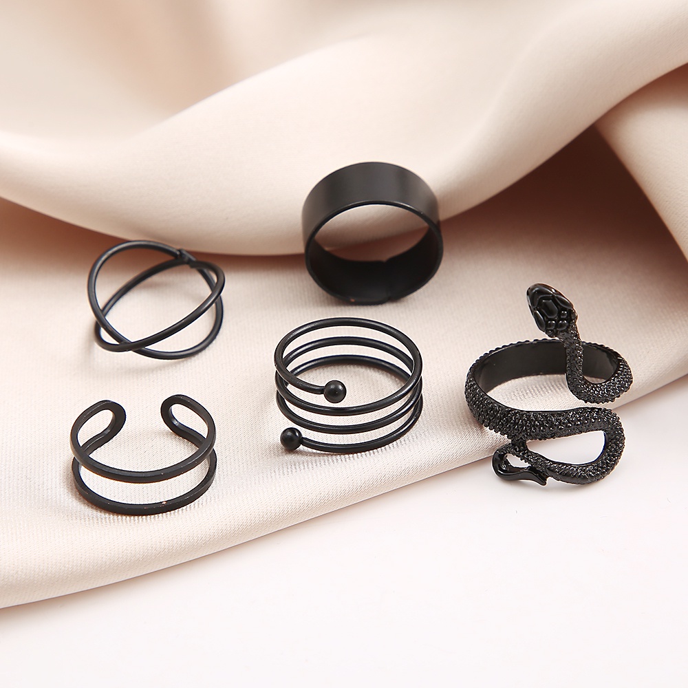 iF YOU Set 5 nhẫn bạc   dạng xoắn ốc phong cách cổ điển dành cho nữ