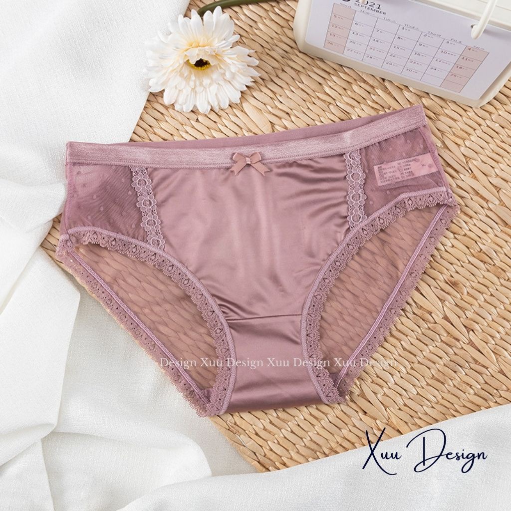 Quần lót nữ su lạnh cao cấp phối viền ren sexy co dãn thoáng khí- Xuu Design QC100