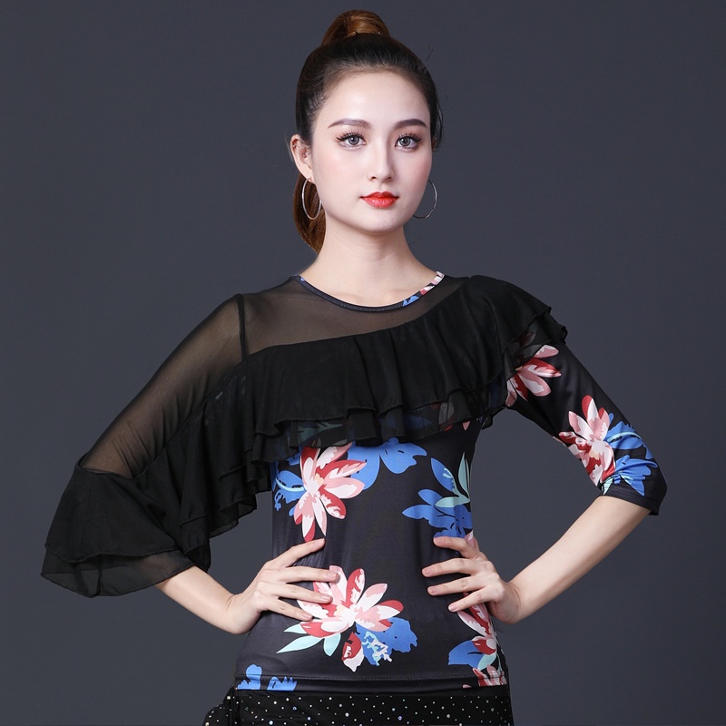 Áo Khiêu Vũ Latin Ngắn Tay Thiết Kế Mới Cao Cấp Thời Trang