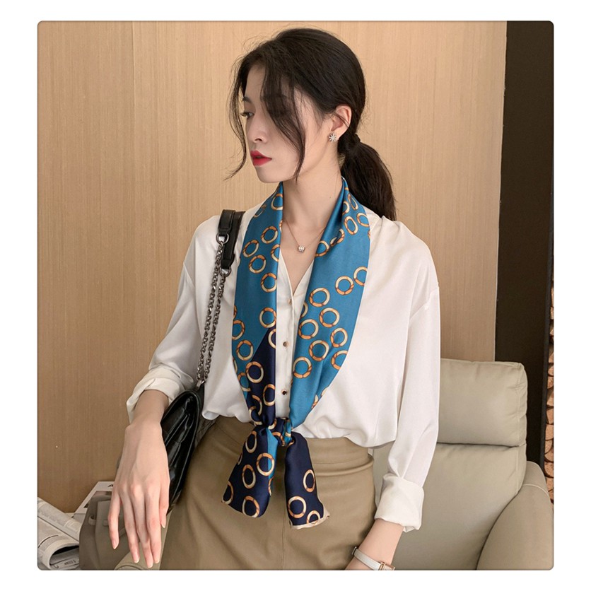 Khăn quàng cổ bằng vải lụa mỏng phong cách Hàn Quốc thanh lịch cho nữ