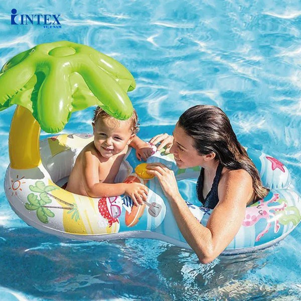 Phao bơi đôi xỏ chân mái che hình lá INTEX 56590