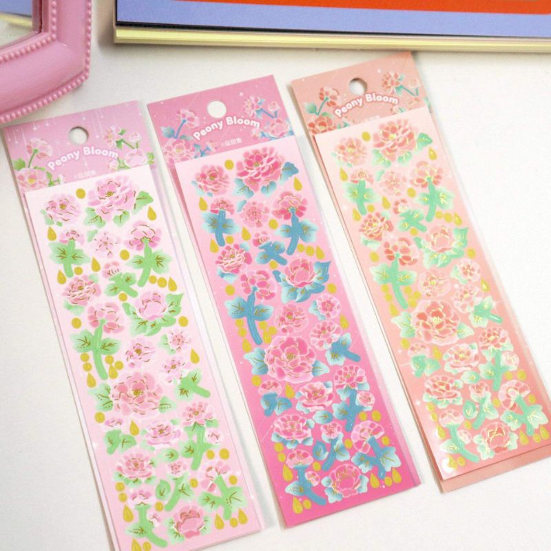 Miếng dán sticker trang trí top loader, sổ, thiệp hoa hồng