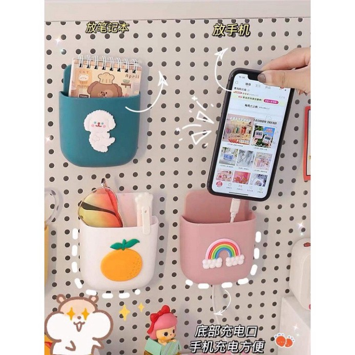Kệ dán tường đựng đồ 3D, Giá treo tường để bút, điện thoại, điều khiển