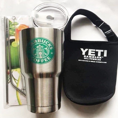 FREESHIP ĐƠN 99K_Cốc giữ nhiệt STARBUCKS Thái Lan 900ml + Tặng kèm túi giữ nhiệt, ống hút