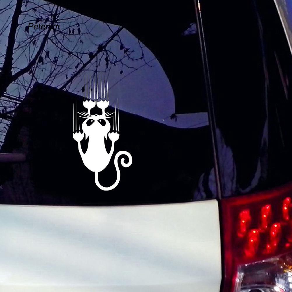 Miếng dán trang trí xe hơi hình chú mèo vui nhộn chống thấm nước tiện lợi