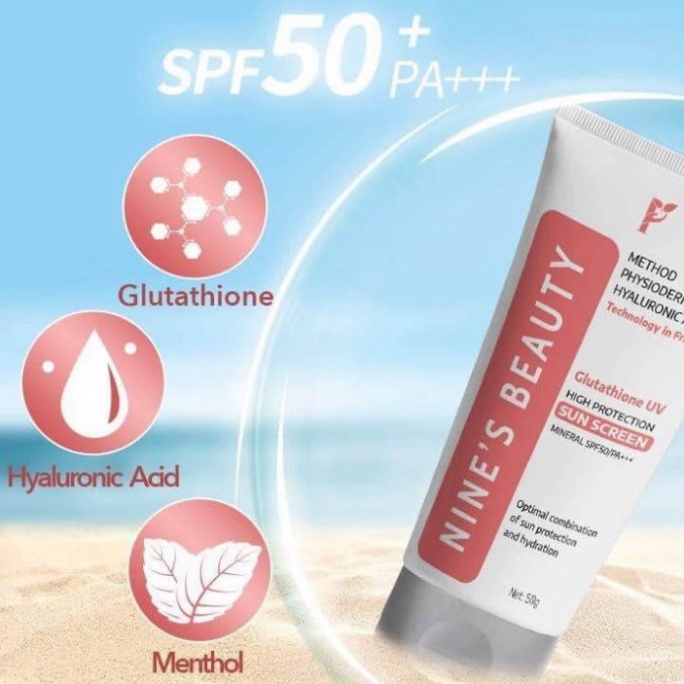 Kem Chống Nắng Sinh Học  Nines Beauty SPF 50+++ Dưỡng Ẩm Làm Trắng Mờ Nám Trắng Da