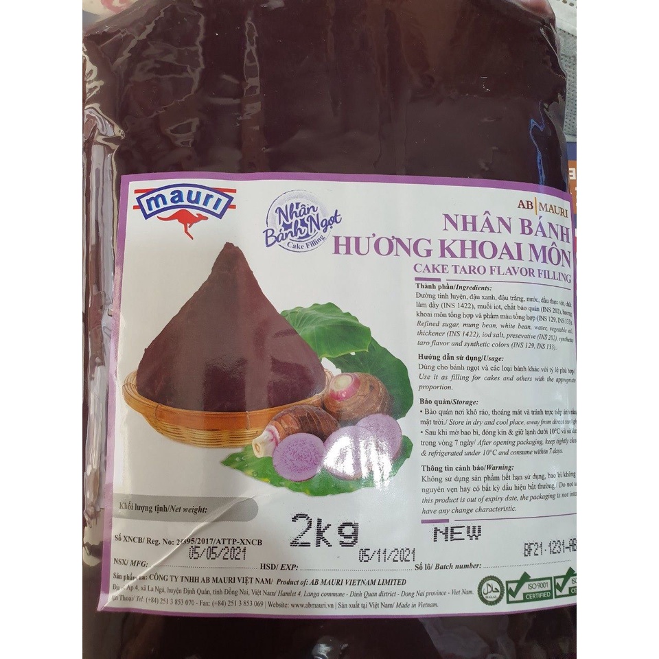 Nhân khoai môn Abmauri 2kg- nhân bánh trung thu, bánh ngọt