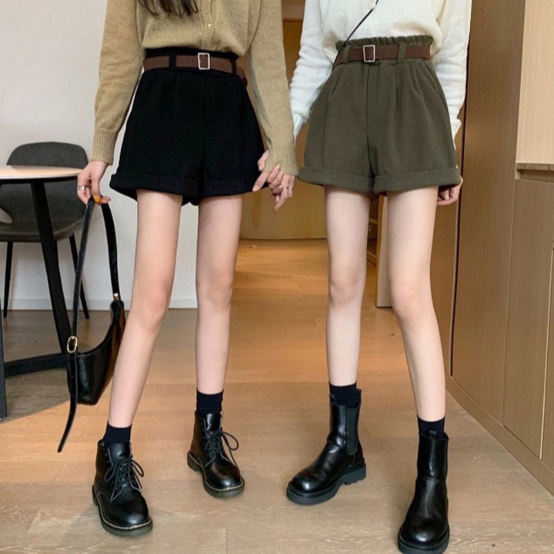 COZOK Quần Đùi Lưng Cao Ống Rộng Thời Trang Dành Cho Nữ