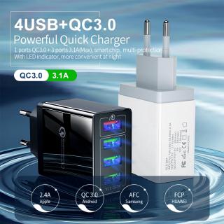 Cốc Sạc Nhanh 4 Cổng USB 3.1A QC3.0