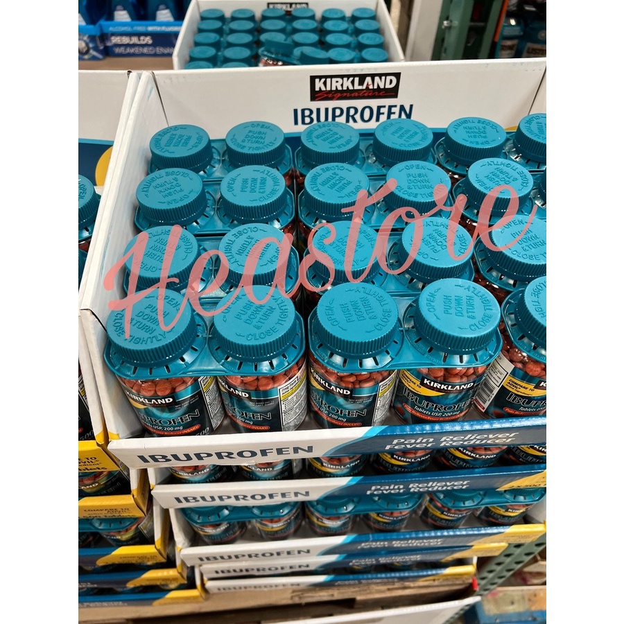 Viên uống IBUPROFEN 200mg, 500 viên của Kirkland Xanh Và Cam