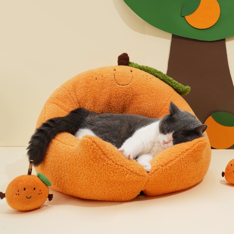 Đệm cho chó mèo, ổ nằm chó mèo mùa đông ấm áp hình trái cam BECHON