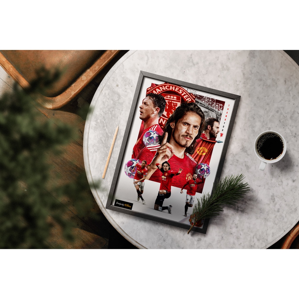 Poster bóng đá Manchester United - Thanks You Edinson Cavani - JuanMata - Nemanja Matic