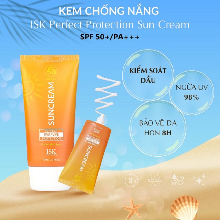 [Chính Hãng] Kem Chống Nắng Dưỡng Ẩm, Kiềm Dầu ISK Perfect Protection Sun Cream SPF 50+/PA+++ 70ml