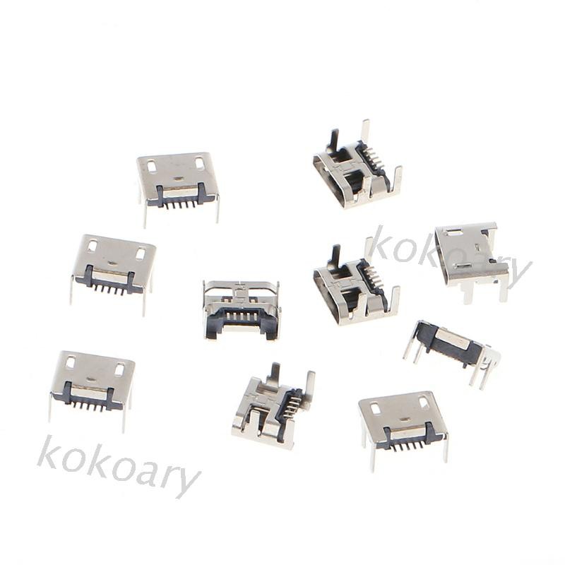 Set 10 đầu nối lỗ cắm micro USB type B 5 chấu 4 chân 90 độ