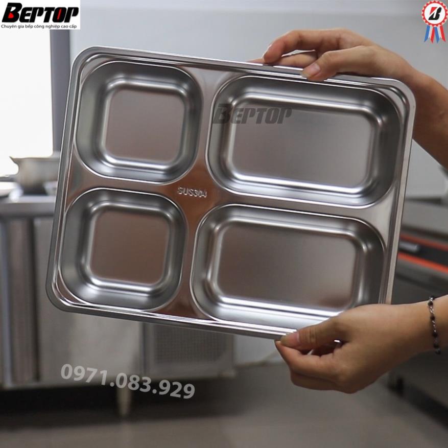 Khay cơm 4 ngăn sâu lòng inox 201/304 cao cấp - Chính hãng BEPTOP VIỆT NAM