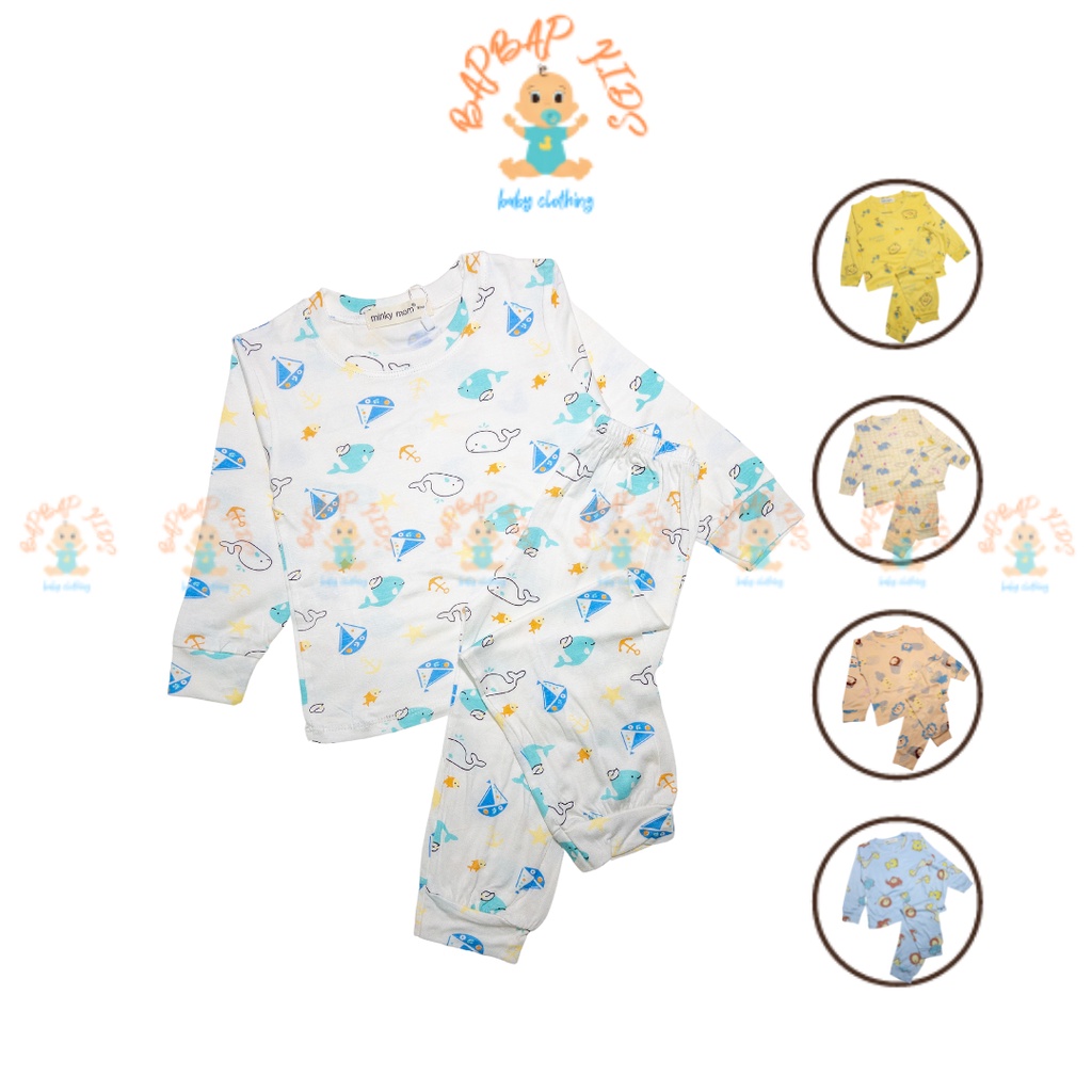 Bộ Dài Tay Cho Bé BAPBAP Vải Thun Lạnh Minkymom Họa Tiết Thú, Đồ Bộ Trẻ Em Mặc Nhà DT01