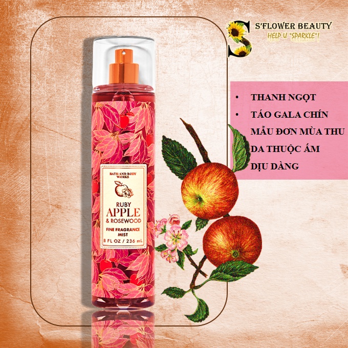 Thanksgiving 2021 | Xịt Thơm Nước Hoa Bath &amp; Body Works Body Mist - Ruby Apple | Clementine Amber | White Pumpkin Chai