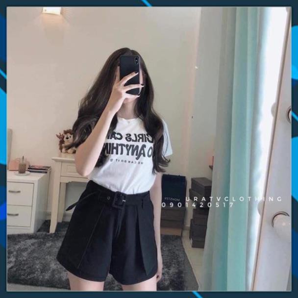 Quần short nữ kèm belt cực xinh quần sooc nữ giả váy chất tuyết mưa kèm đai thời trang Banamo Fashion 632