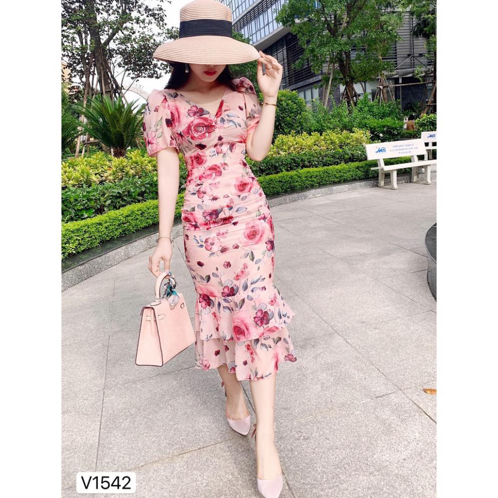 Váy body hoa hồng đuôi cá V1542 - Đẹp Shop DVC - Kèm ảnh thật trải sàn do shop tự chụp ་ ⚡