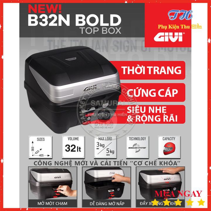 Thùng Sau Givi 32 Lít B32N Hàng Chính Hãng Bh 2 Năm