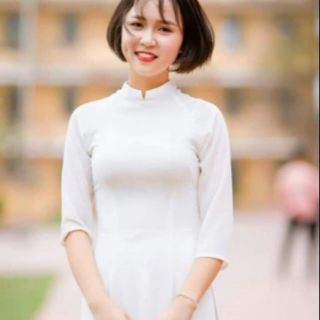 com bộ 2 Áo dài trắng lụa kèm quần