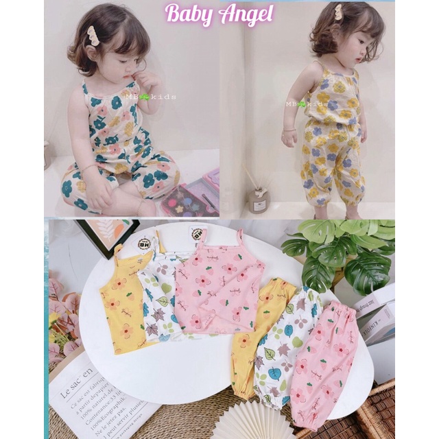 Set Áo 2 Dây Quần Thụng Họa Tiết Siêu Xinh Bé Gái