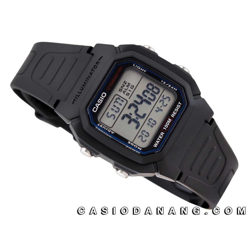 Đồng hồ nam dây nhựa Casio chính hãng Anh Khuê W-800H-1AVDF