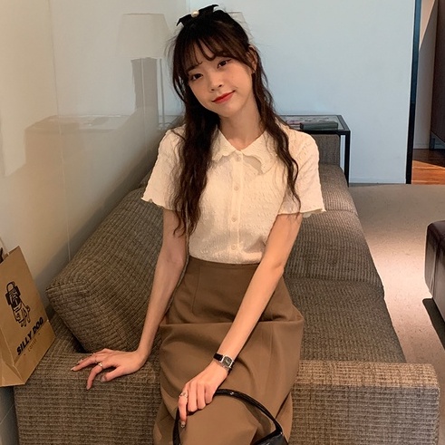 Áo kiểu ZHELIHANGFEI cổ polo dệt kim tay ngắn thời trang tùy chọn màu sắc