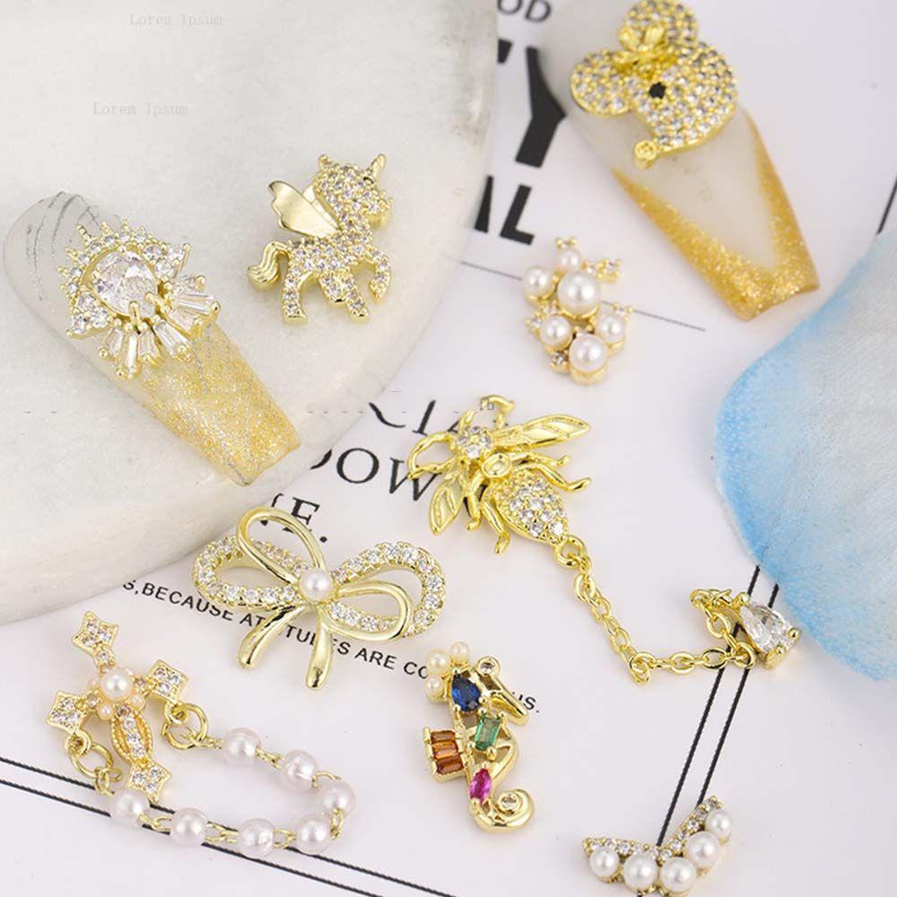 OCEANMAP Phụ Kiện Trang Trí Móng Tay Hình Nơ 3D Lấp Lánh