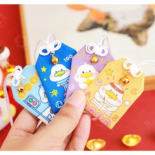 Túi Phước May Mắn Omamori Bọc Vỏ Silicon tặng Đá Ngũ Sắc Mẫu Vịt  2022