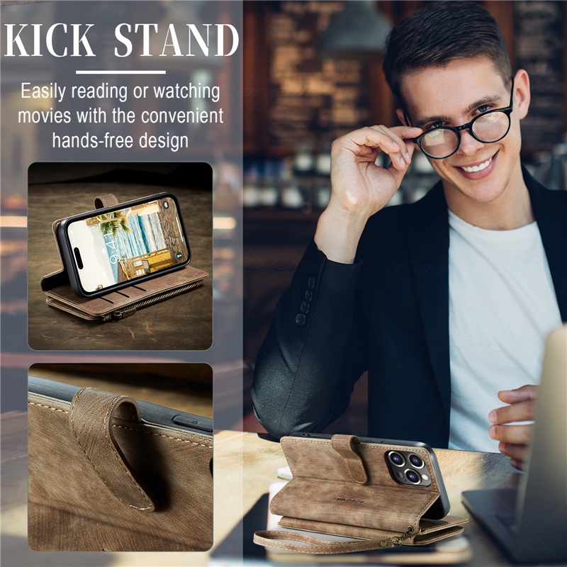 Bao Da Điện Thoại Nắp Lật Kèm Ngăn Đựng Thẻ Khóa Nam Châm Cho IPhone 14 13 12 Mini 11 Pro Max 6s 7 8 Plus Vỏ