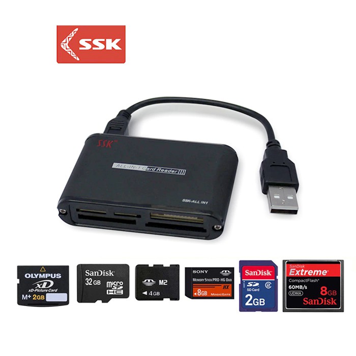 Đầu Đọc Thẻ Nhớ SSK - Đọc Thẻ Micro SD/ SD / CF/ M2 / MS