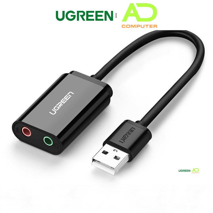Dây USB 2.0 mở rộng sang đồng thời 2 cổng 3.5mm cho tai nghe + mic UGREEN US205
