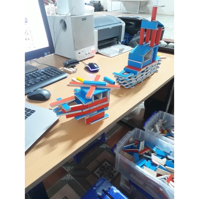 gỗ domino sơn màu đỏ set 1kg