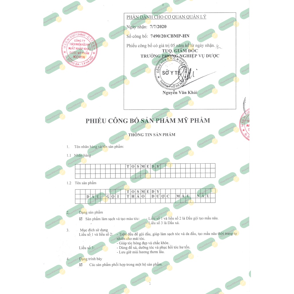 Combo Gội Xả Thảo Dược Nhuộm Tóc Nâu TOSMEDY Giúp Tóc Chắc Khỏe Bóng Mượt