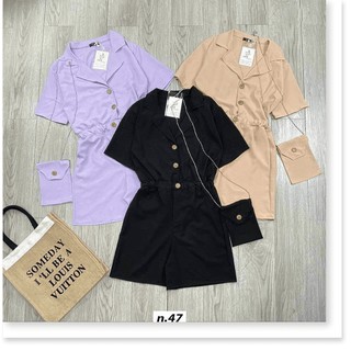 Jum đùi đính nút áo cổ vest