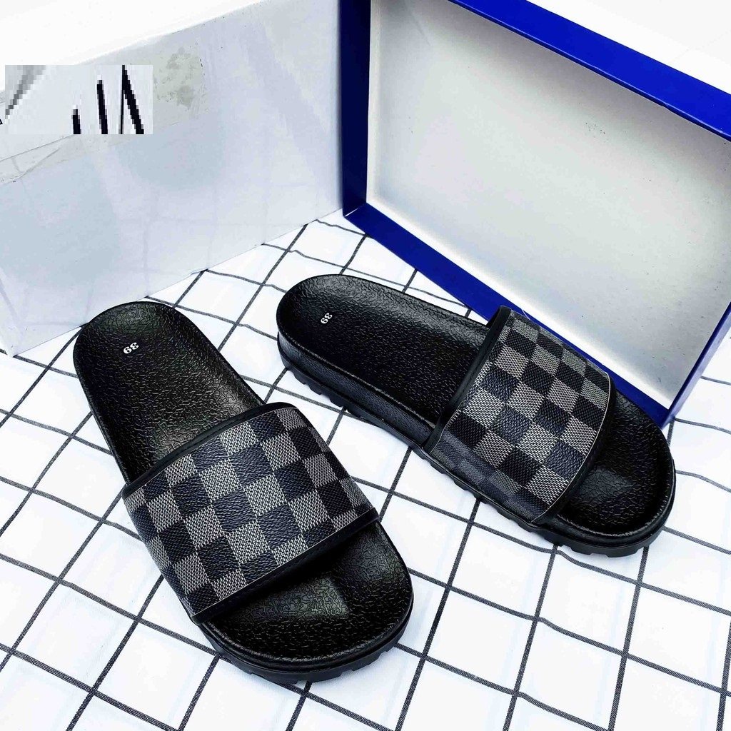 Dép quai ngang nam họa tiết caro êm chân, siêu bền, siêu rẻ, dép lê nam