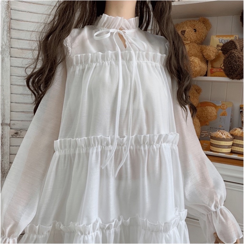 Váy babydoll công chúa trắng xếp tầng / mina’s house