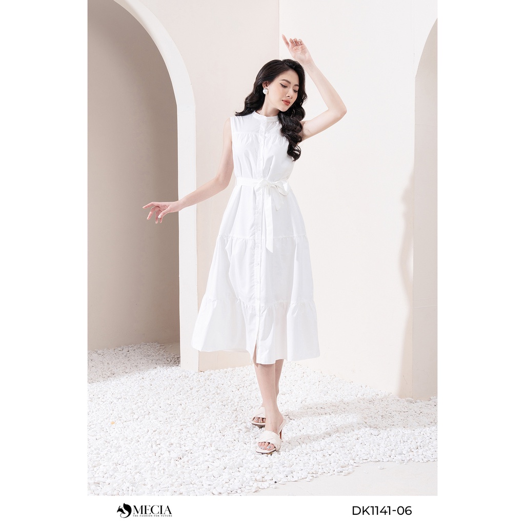 Đầm Maxi xòe tầng MECIA thắt nơ eo cổ trụ DK1141