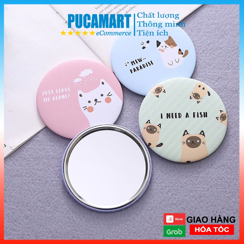 Gương Mini Trang Điểm Cầm Tay Hàn Quốc Bỏ Túi Nhỏ Gọn  - PucaMart