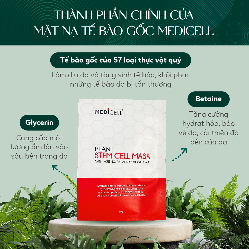 Mặt nạ tế bào gốc Medicell, tái tạo, phục hồi, cấp ẩm và dưỡng căng bóng cho da - combo 2 Miếng