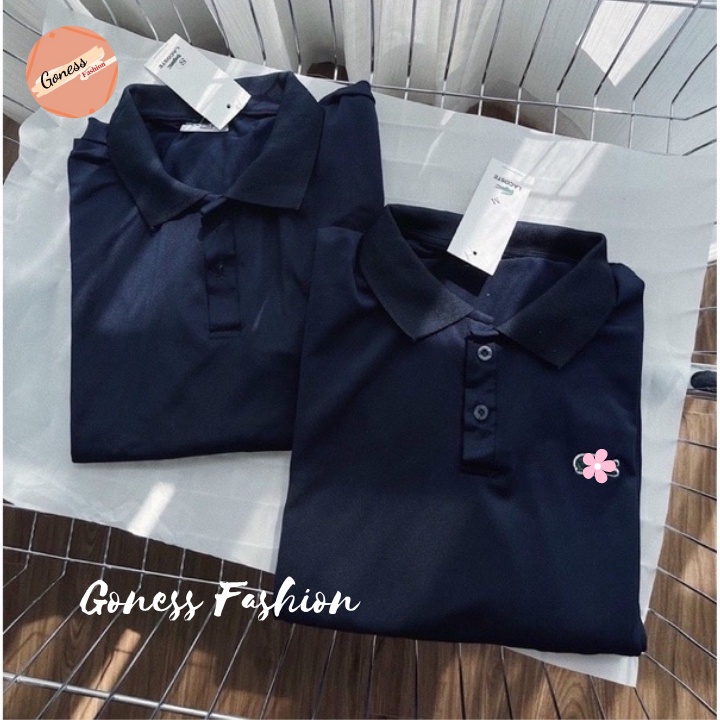 Đầm thun polo nữ Goness váy suông dáng thể thao màu xanh than chất cotton cao cấp mềm mịn co giãn thông thoáng bền đẹp