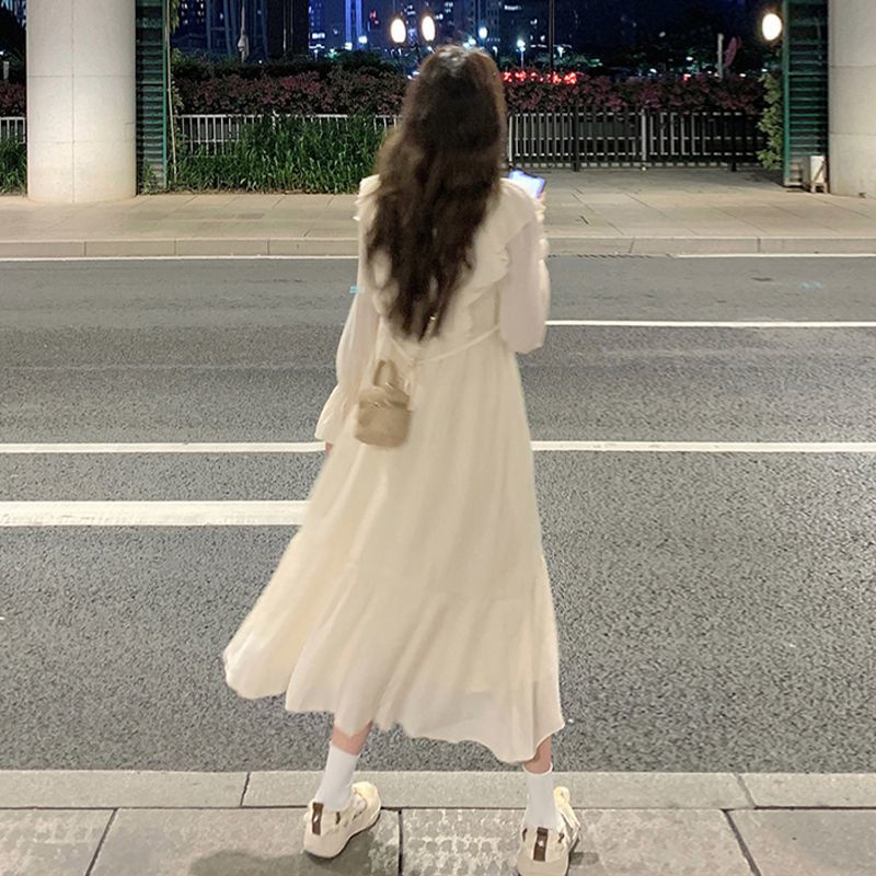 Đầm Dài Tay Phối Bèo Thời Trang Pháp Cao Cấp Cho Nữ