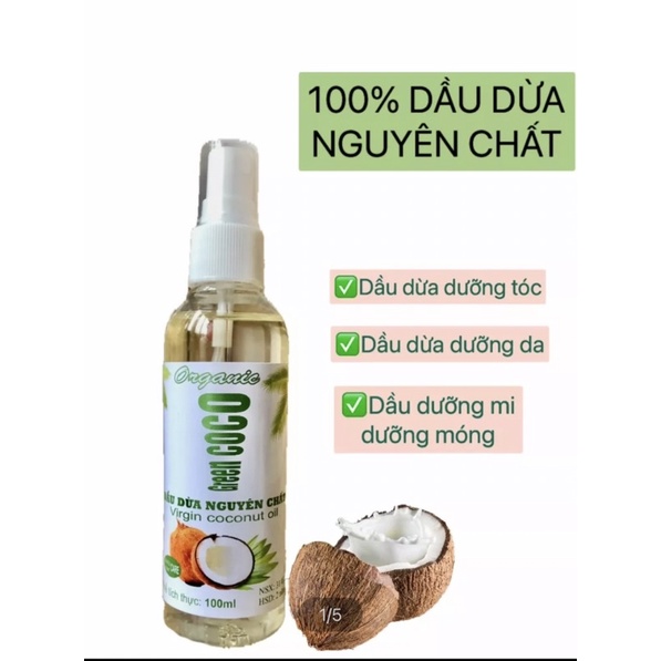 Dầu dừa 100ml nguyên chất 100% ép lạnh dừa Coco